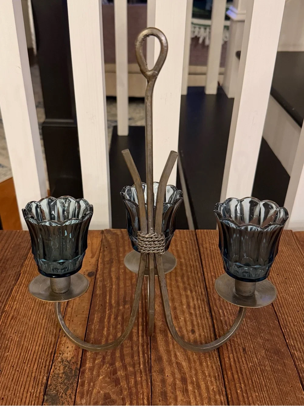 Three-Light Wall Sconce with Smoky Glass Shades